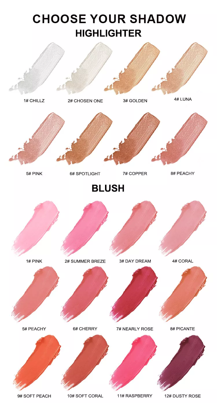 Blush Highlighter Shades Duo Stick | Ouqian