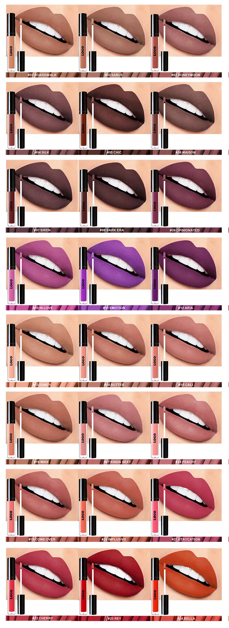 Liquid lipstick color shades