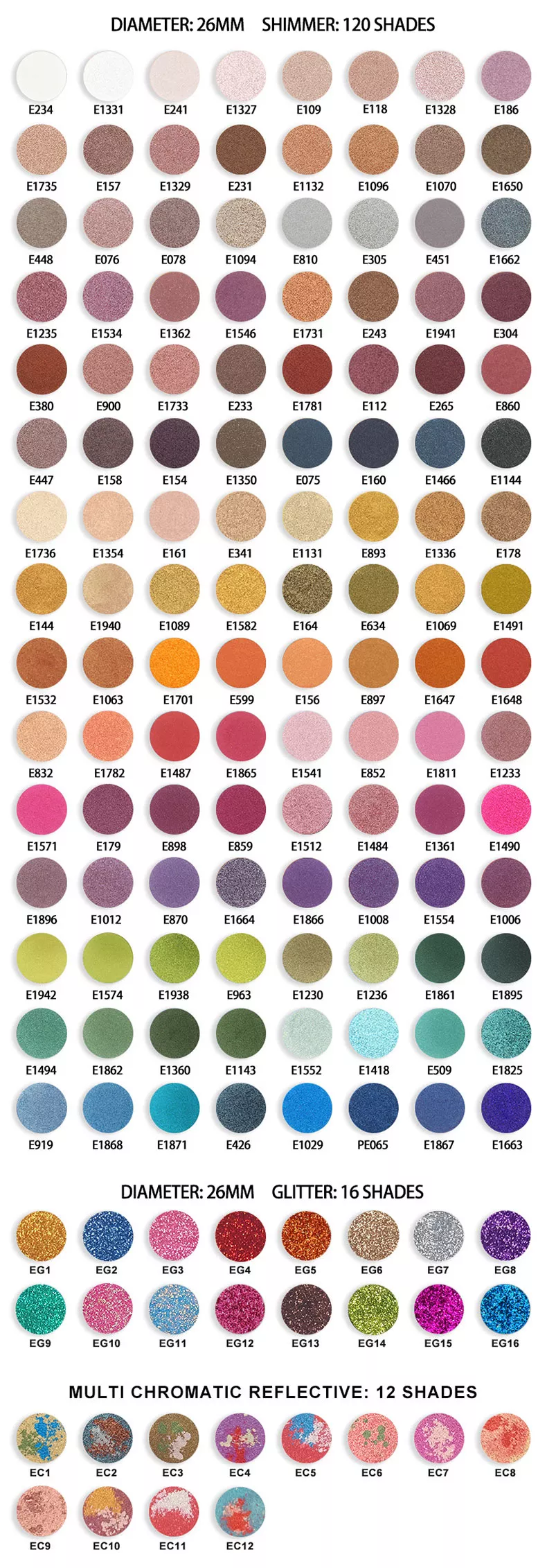 Eyeshadow palette color shades