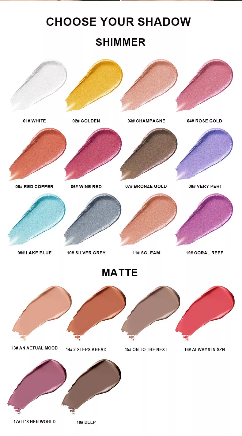 Liquid eyeshadow color shades