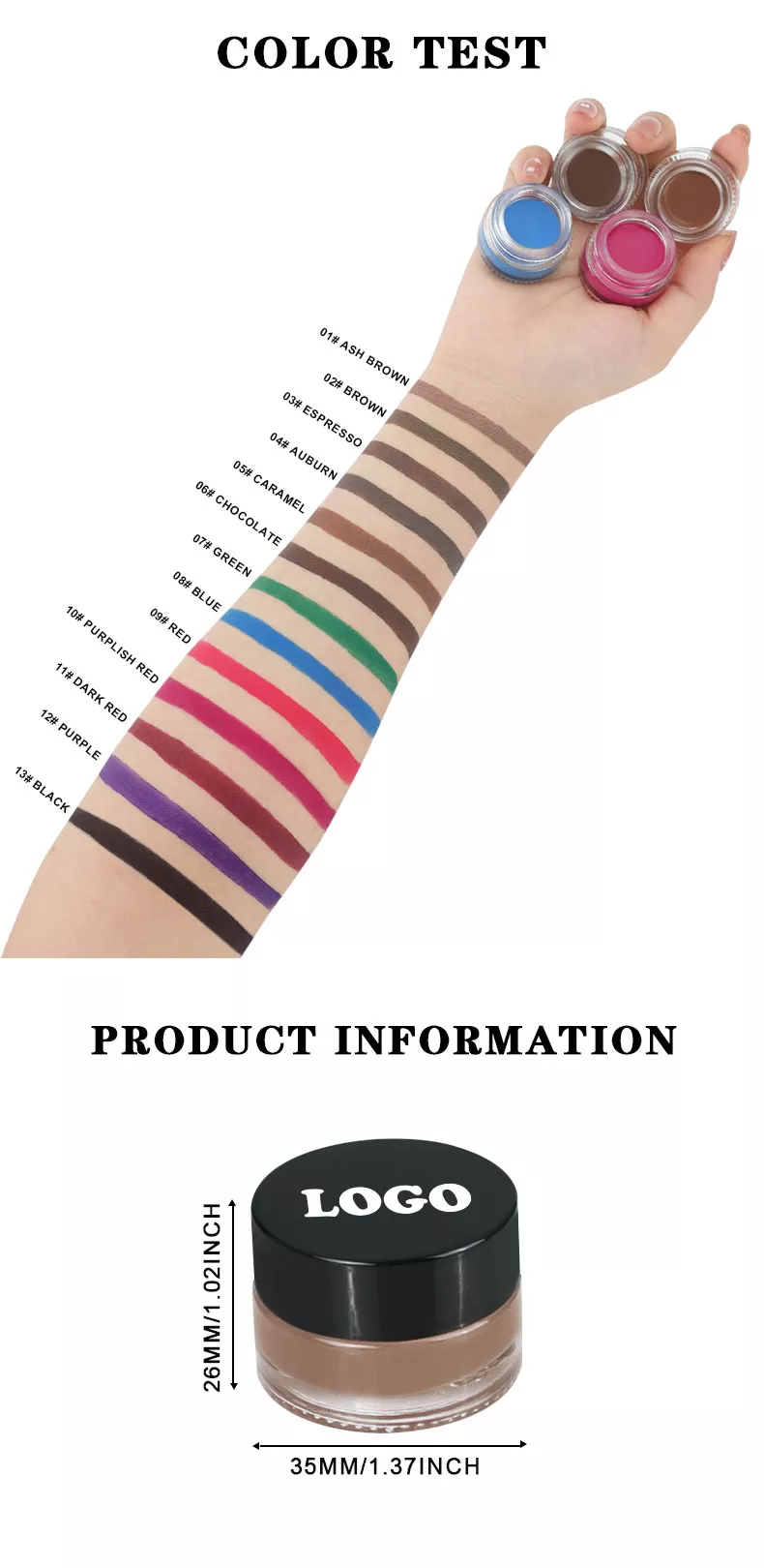 Cream eyebrow gel color shades