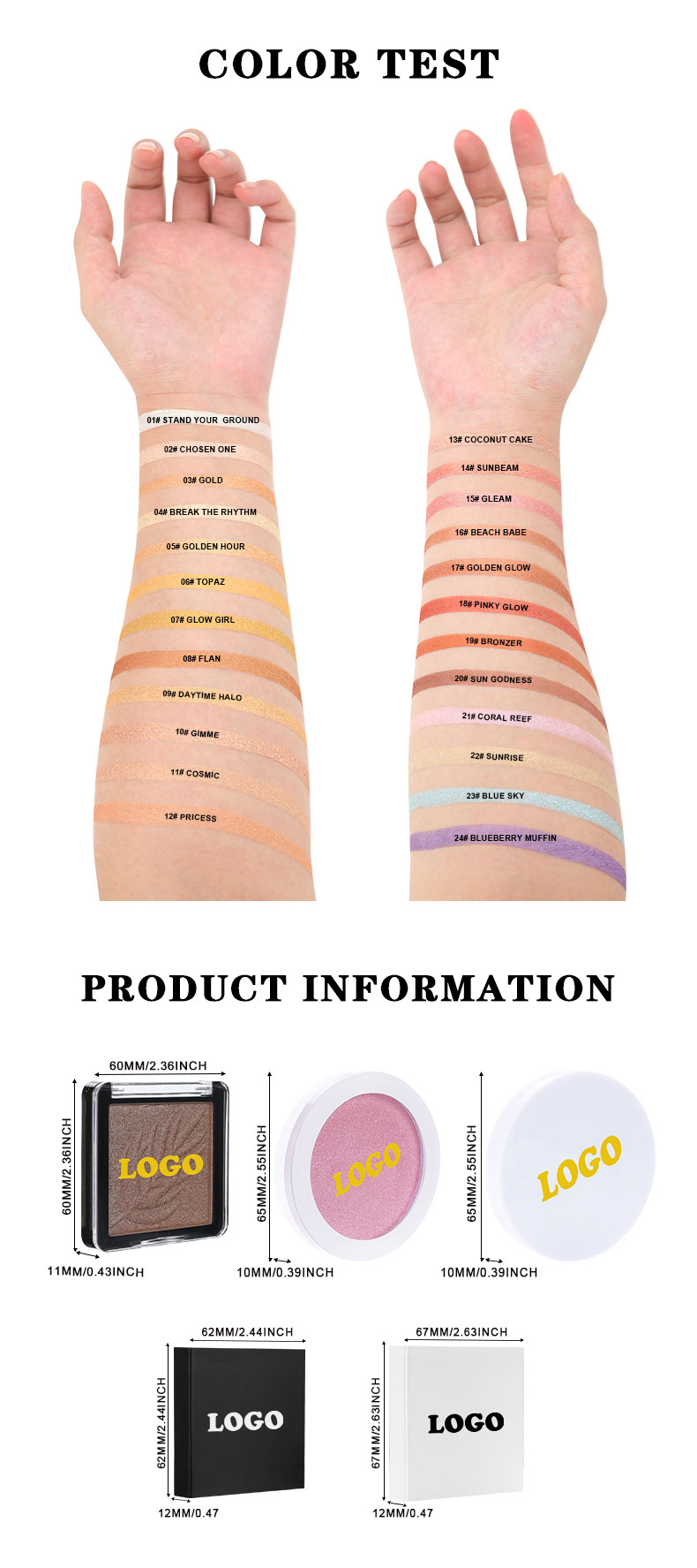 Powder Highlighter Manufacturer Swatch & Packages | Ouqian