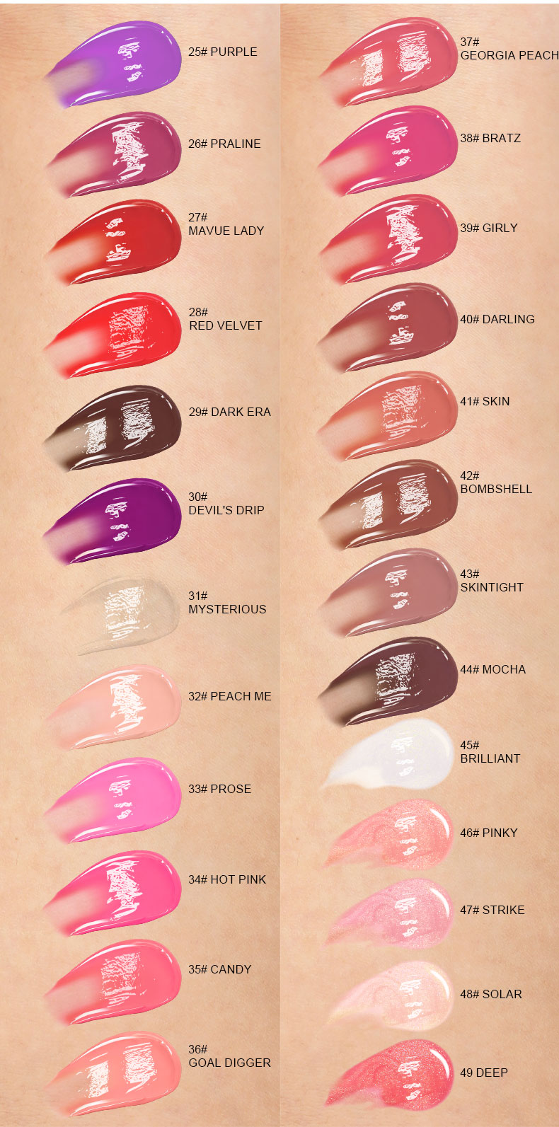 Lip gloss color shades 