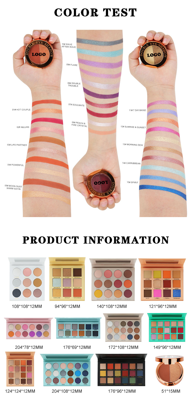 Duo eyeshadow color shades